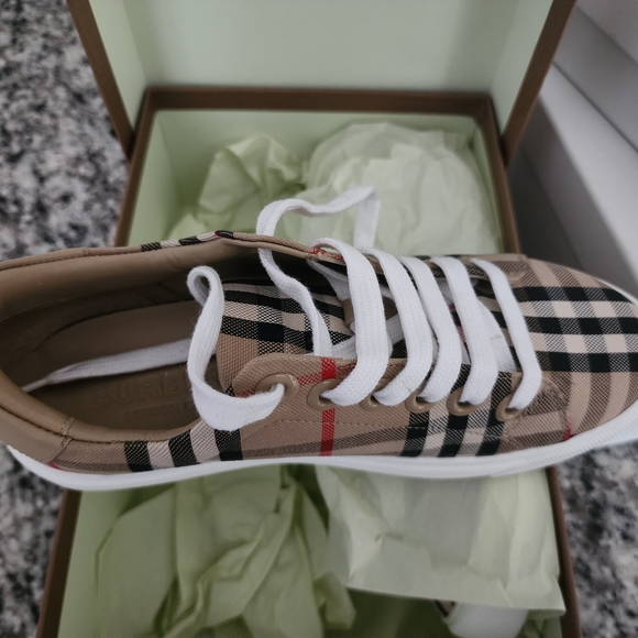 Burberry Plaid Sneakers with White Accents